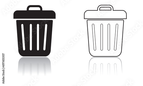Trash icon set. Dustbin vector. Trash icon vector. Recycle bin icon. Delete icon vector. Trace symbol for your web site design, logo, app, UI design. Vector illustration.