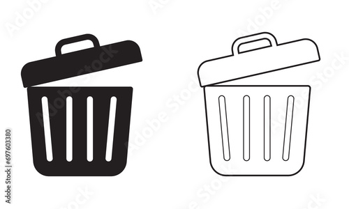 Trash icon set. Dustbin vector. Recycle bin icon. Trash icon vector. Delete icon vector. Trace symbol for your web site design, logo, app, UI design. Vector illustration.