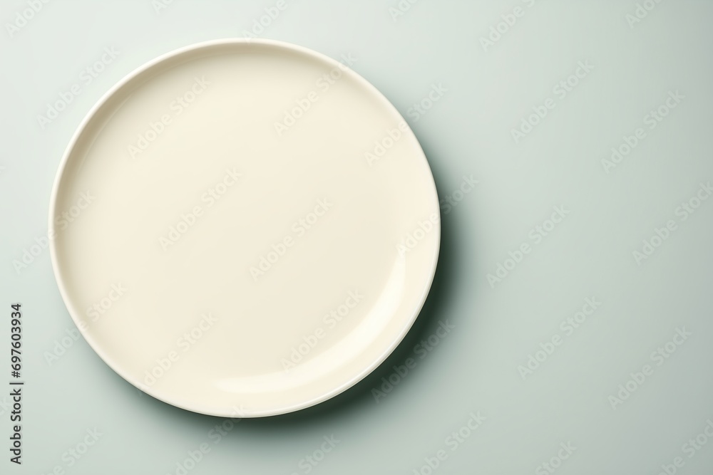 White plate on a light background. Top view. White plate on a light background. Top view.