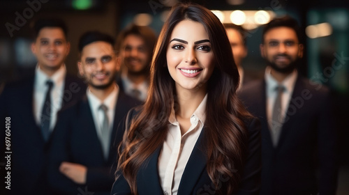 young indian business people standing confidently