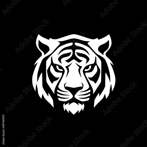 Tiger - Black and White Isolated Icon - Vector illustration