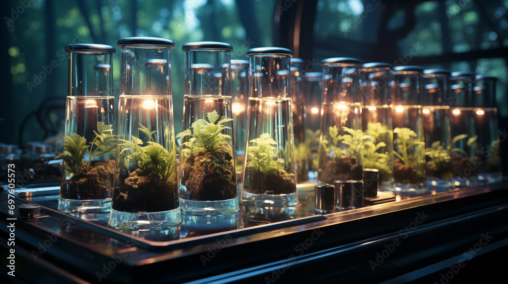 Plants in glass in laboratory Plants in glass in laboratory