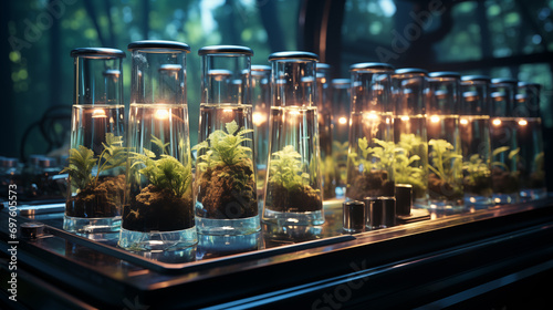Plants in glass in laboratory