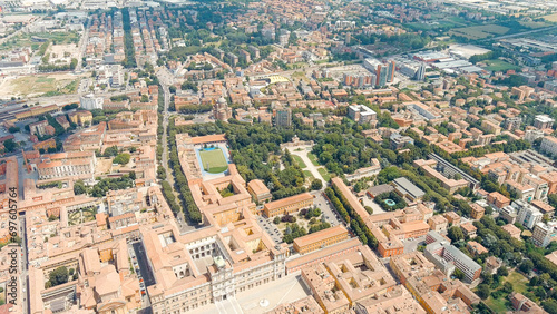 Modena, Italy. Ducale di Modena Palace, Giardino Ducale Estense Park. Historical Center. Summer, Aerial View