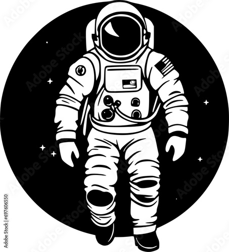 Astronaut - Black and White Isolated Icon - Vector illustration