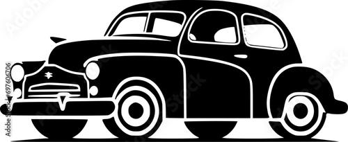 Car - Black and White Isolated Icon - Vector illustration