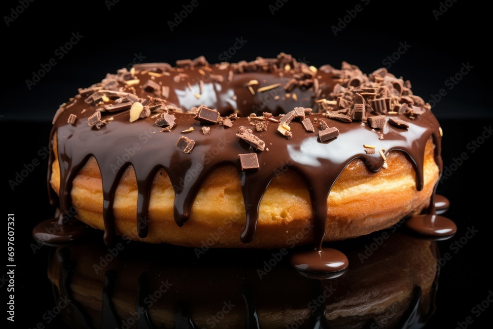 Rich Large chocolate donut. Nature shiny cream. Generate Ai Rich Large chocolate donut. Nature shiny cream. Generate Ai