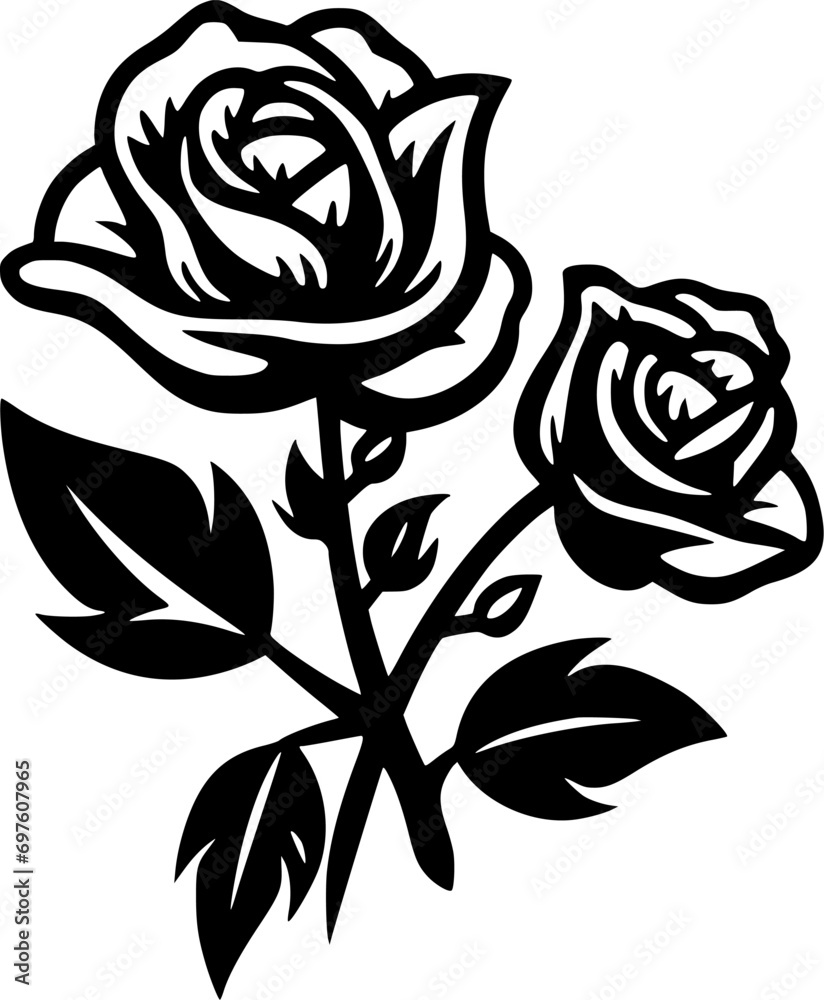 Roses | Black and White Vector illustration Roses | Black and White Vector illustration