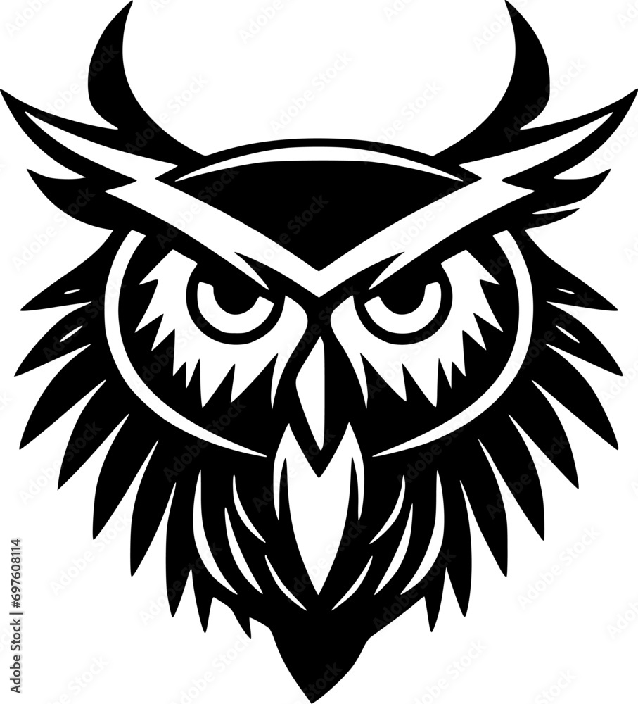 Obraz premium Owl | Black and White Vector illustration