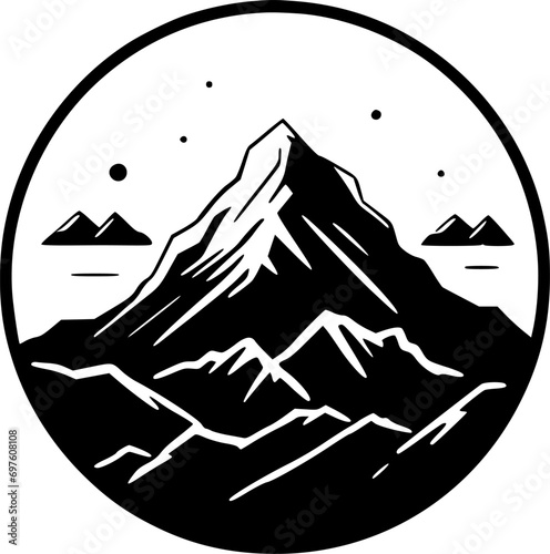 Mountain - Black and White Isolated Icon - Vector illustration