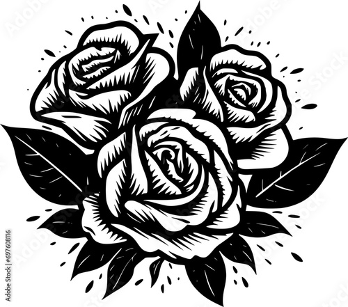 Roses | Black and White Vector illustration