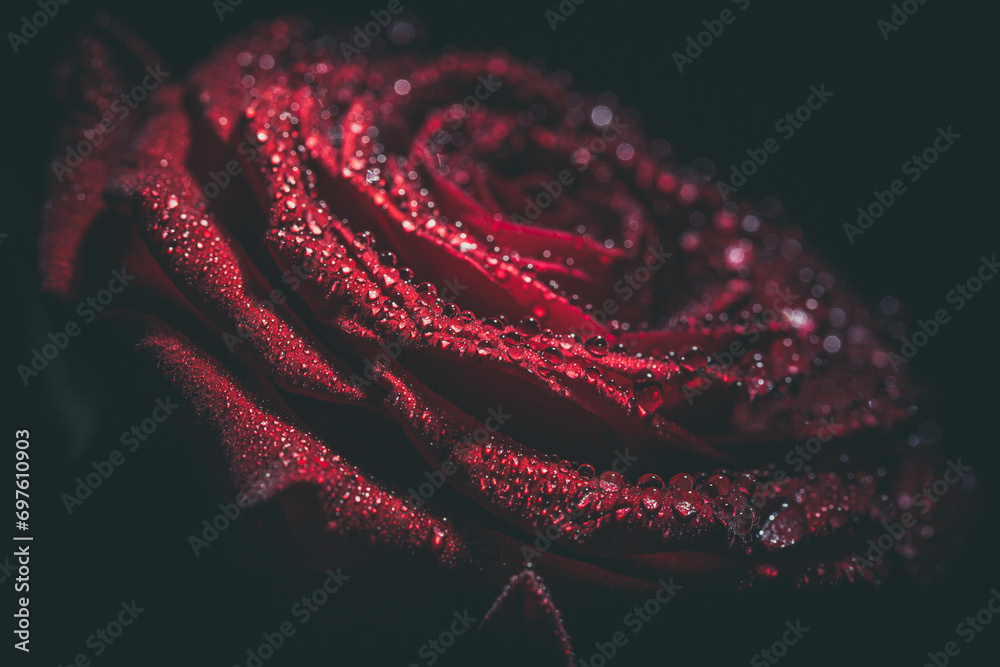Beautiful and delicate red rose with dew drops, background with red rose Beautiful and delicate red rose with dew drops, background with red rose