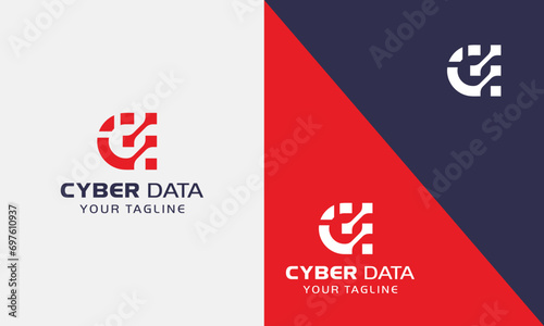 initial letter d framework with data wire structure modern logotype