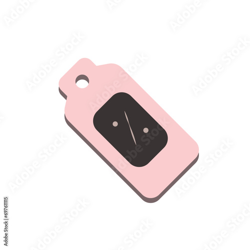 Pink discount tag coupon plat icon. For online shopping price, special offer promotion. Simple vector illustration