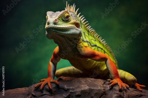Flexible Lizard pose fun. Reptile wild pose. Generate Ai © juliars
