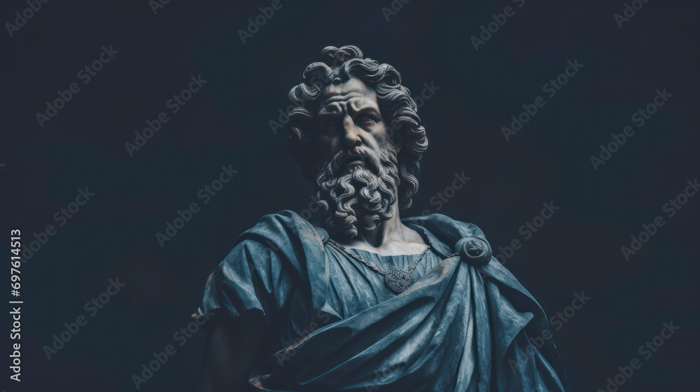 Majestic statue of a bearded stoic philosopher Majestic statue of a bearded stoic philosopher