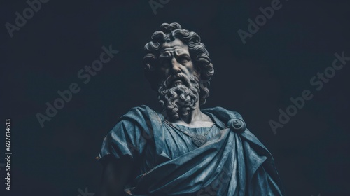 Majestic statue of a bearded stoic philosopher