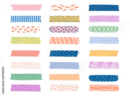 Collection of cute and colorful washi tape for planner vector illustration © anggola