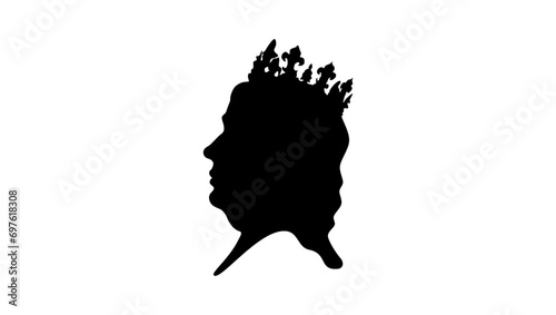 Isabella II of Spain, black isolated silhouette