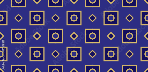 gold pattern on blue background, beautiful patterns of squares. For digital paper, textile print, page fill. 