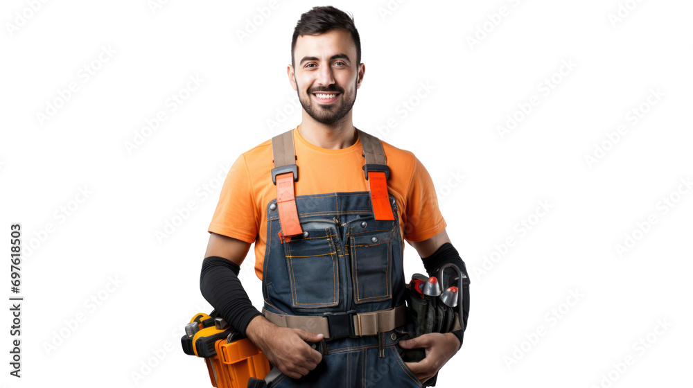 Smart worker construction man isolated on background