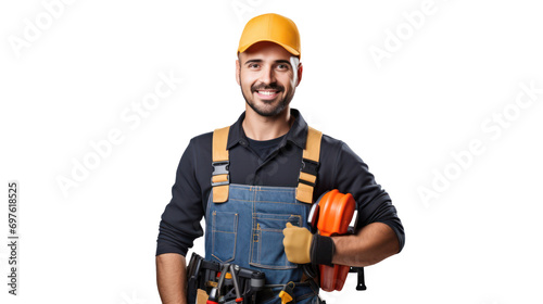 Smart worker construction man isolated on background