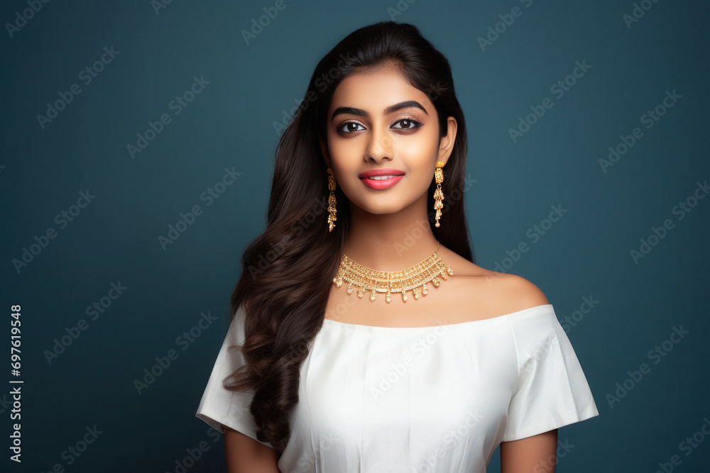 young indian woman standing on isolated background young indian woman standing on isolated background
