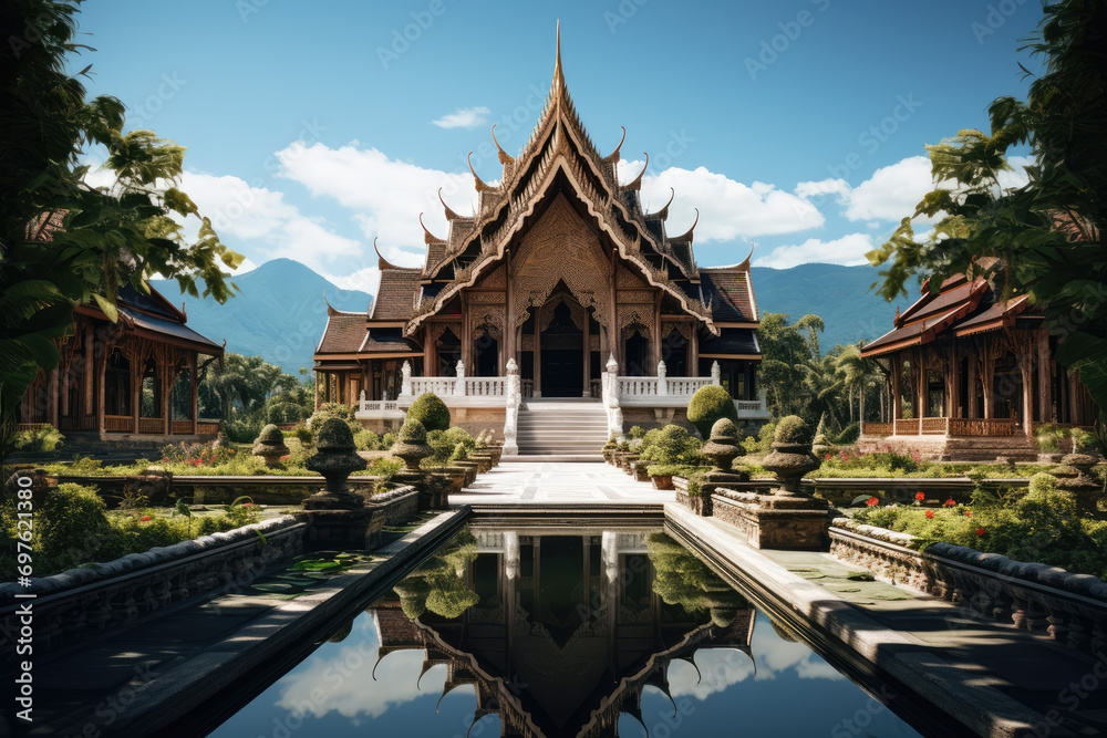 Buddhist temple in Bangkok,Thailand.3d rendering