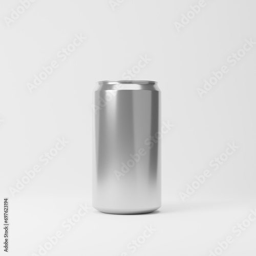 Blank aluminum soda can isolated over white background. Mockup template. 3d rendering.