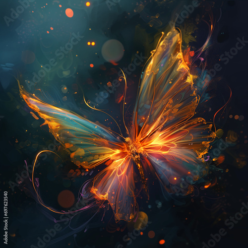 Illuminated Butterfly: Radiant Light Emitting Illustrations
