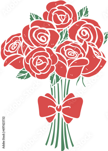 bouquet of roses vector kawaii hand drawing 