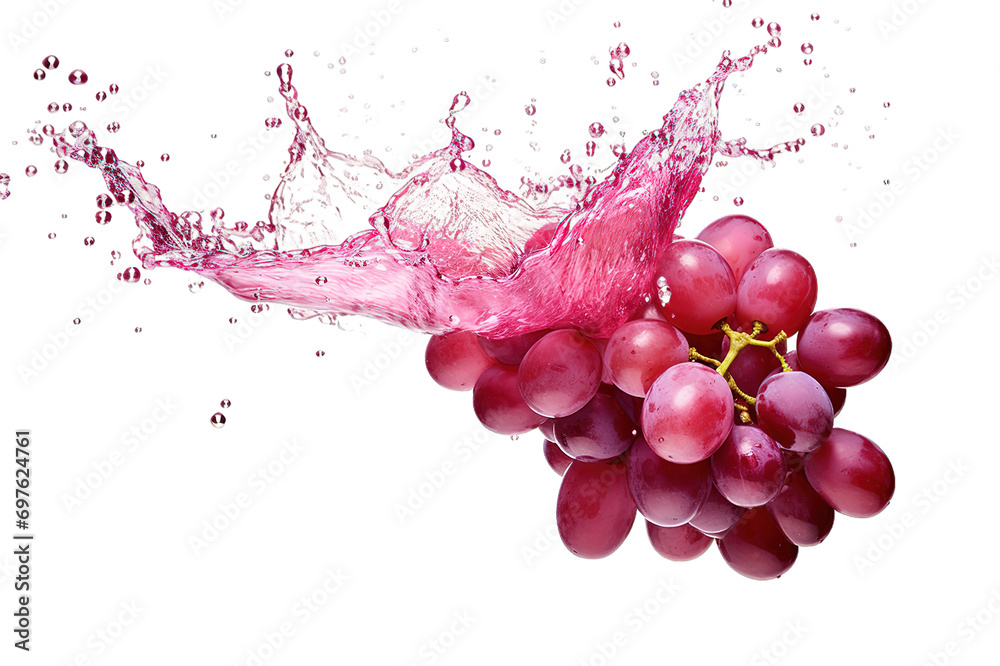 Red grape cluster isolated on PNG Background. Generative Ai.