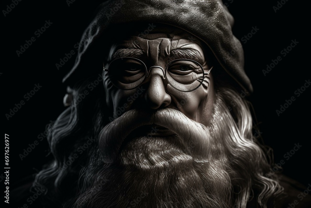 Santa Claus (black contour). Generative AI