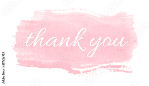 thank you lettering, thank you card, ready to print, vector hand drawn lettering, banner, borderline, white lettering on pink watercolour splash background