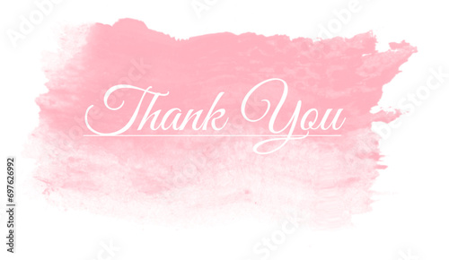 thank you lettering, thank you card, ready to print, vector hand drawn lettering, banner, borderline, white lettering on pink watercolour splash background