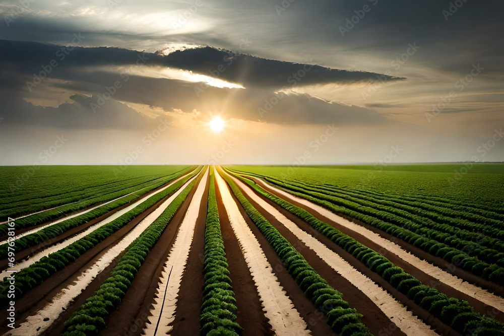 plowed field and blue sky