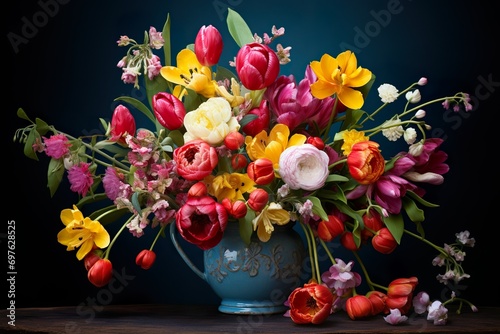 beautiful bouquet of flowers in a vase made with AI