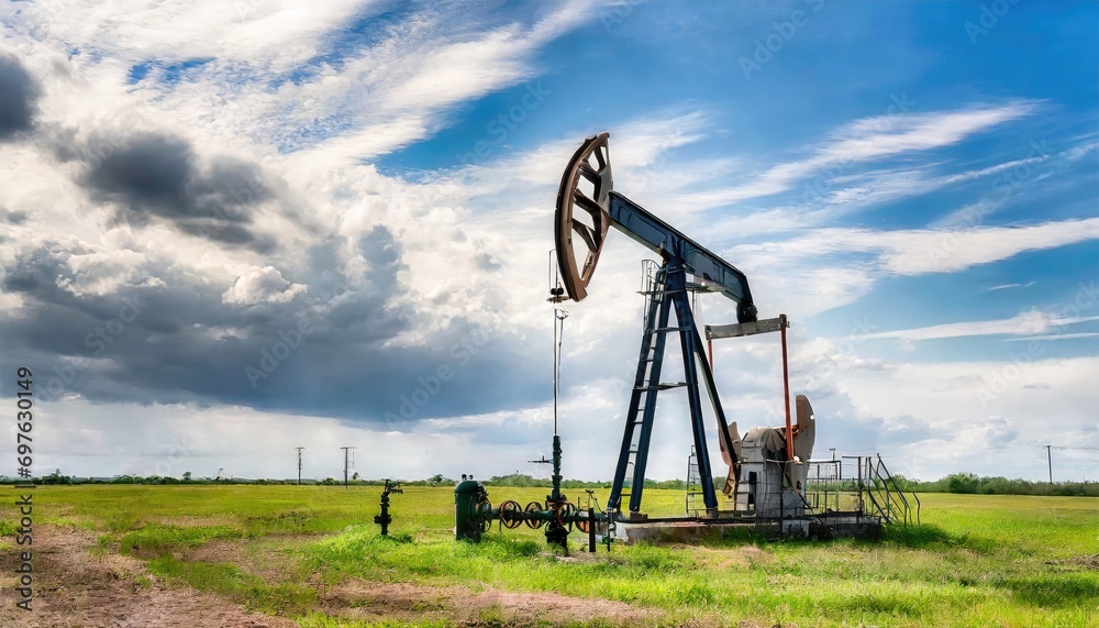 Pump jack oil well in field. Generated with AI Pump jack oil well in field. Generated with AI