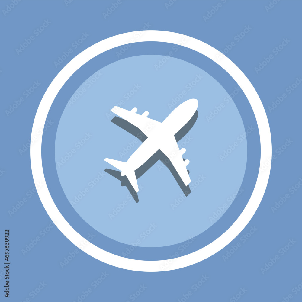 Airplane icon vector. Airplane icon sign symbol in trendy flat style. Airplane icon image, Airplane icon illustration isolated on blue background Airplane icon vector. Airplane icon sign symbol in trendy flat style. Airplane icon image, Airplane icon illustration isolated on blue background