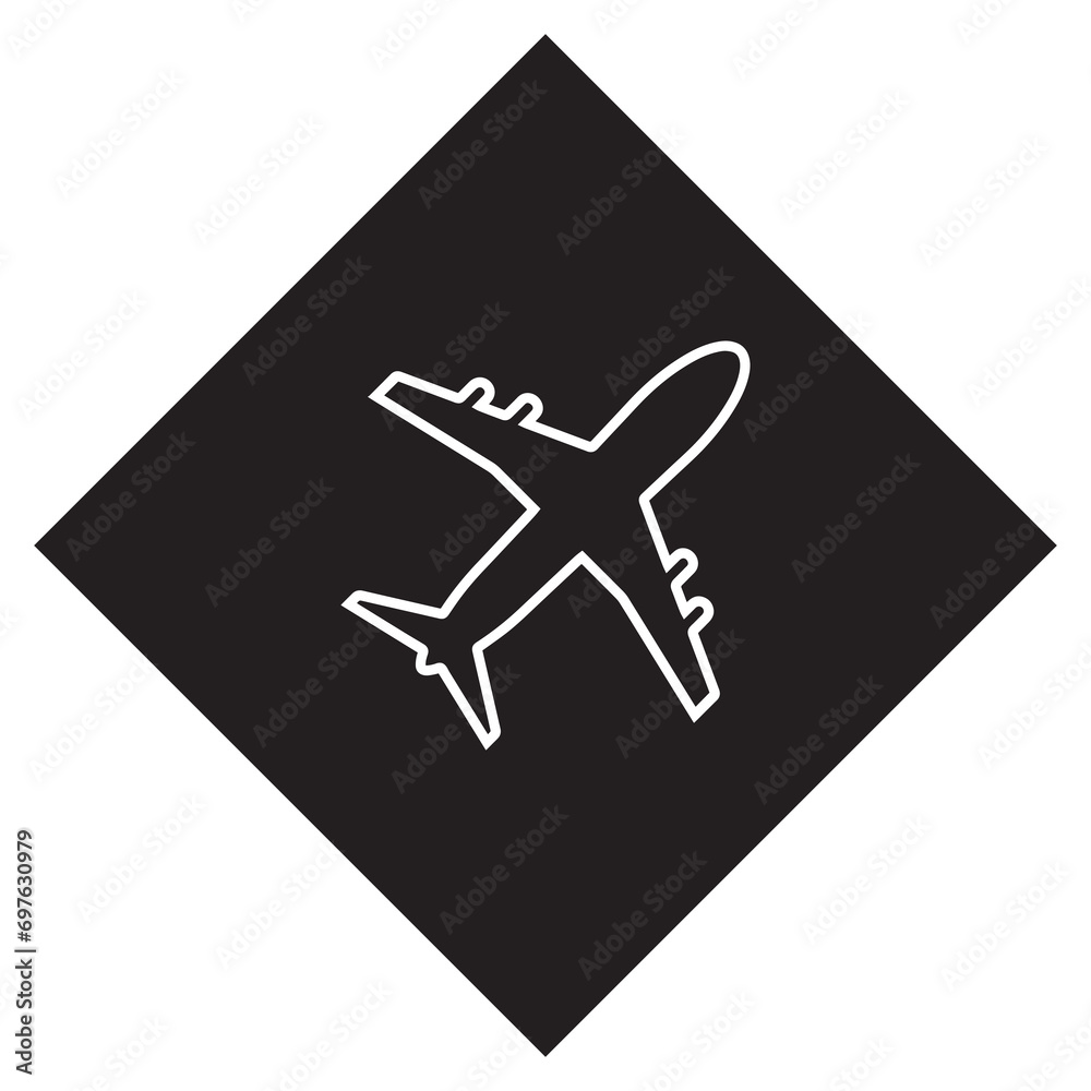 Airplane icon vector. Airplane logo design. Airplane vector icon illustration in rhombus isolated on white background Airplane icon vector. Airplane logo design. Airplane vector icon illustration in rhombus isolated on white background