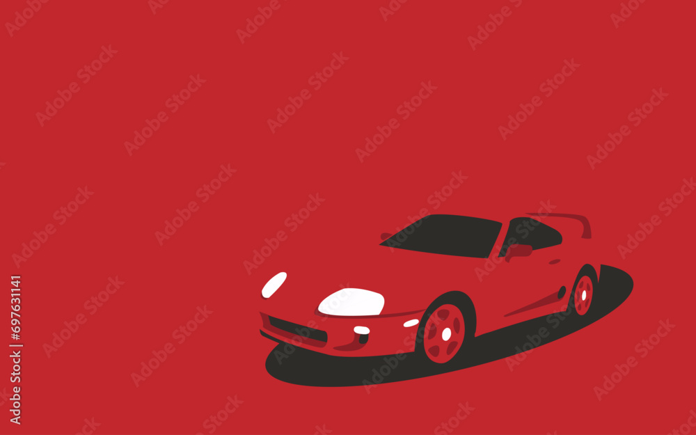 Red car racing abstract background design.  Vector illustration auto. Wallpaper in monochrome style