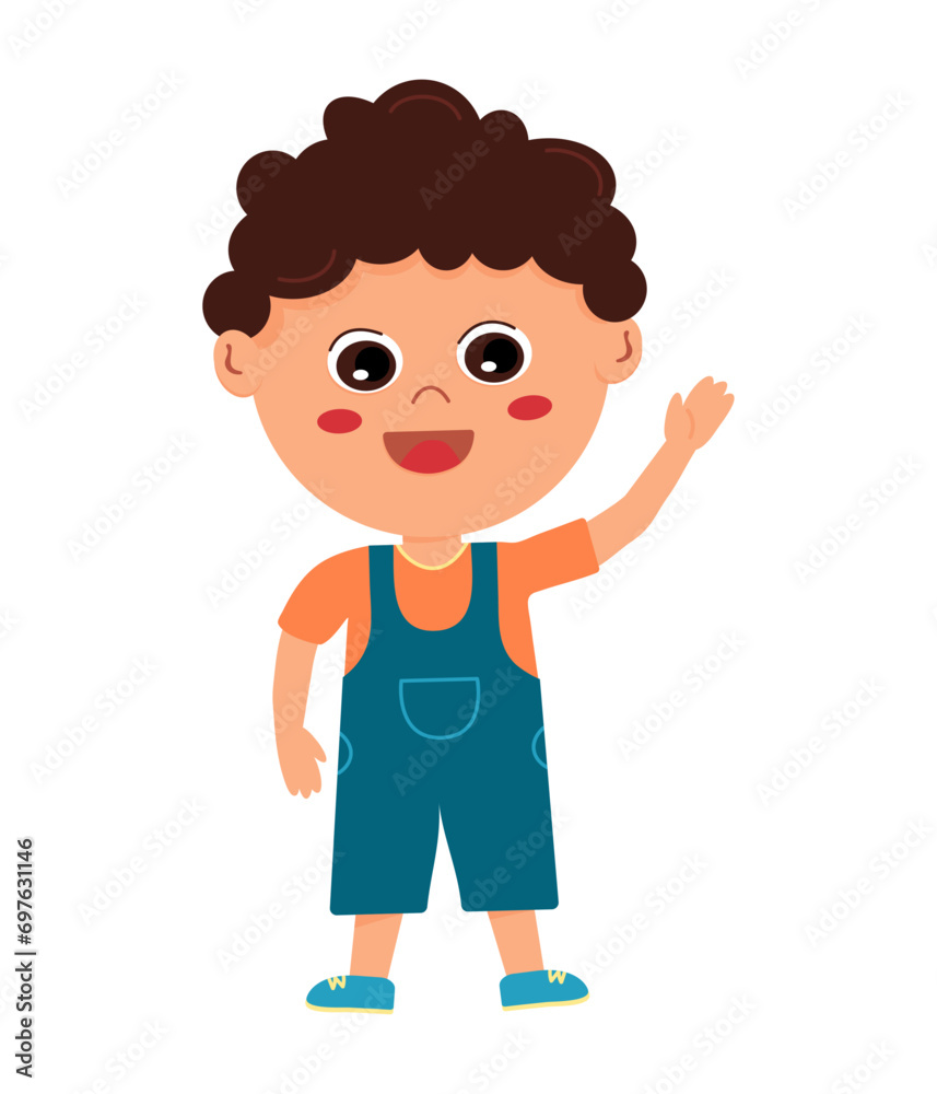 Cute little boy characters vector. Kid happy, smile. child illustration