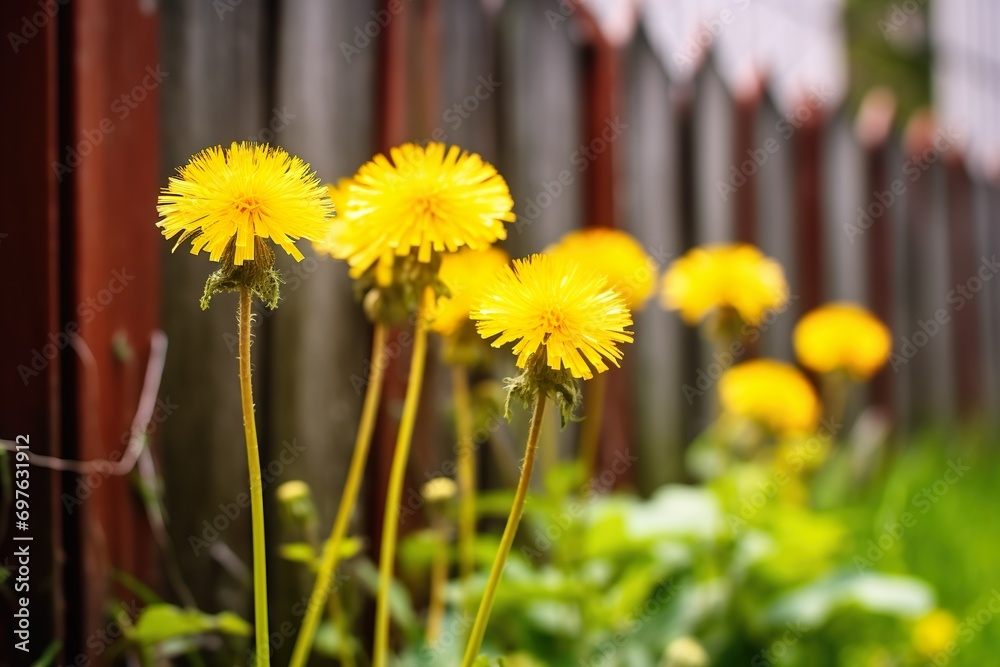 selective focus shot of beautiful yellow flowers made with AI