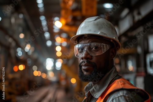 close up view of an engineer working at his station at a steel factory