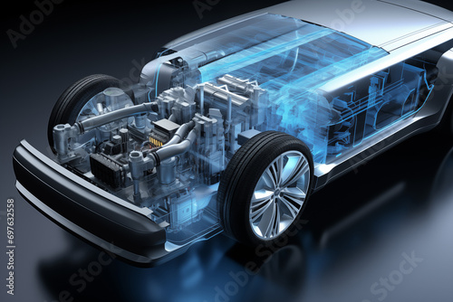 Hydrogen fuel cell car chassis concept. Clean transportation © scharfsinn86