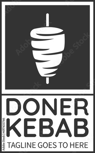 Shawarma logo for restaurants and markets. Doner kebab logo template. Premium Quality Emblems, Logo Template. Vector Illustration.