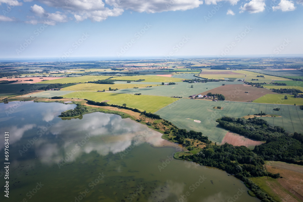 aerial panorama panorama view of river and lake 