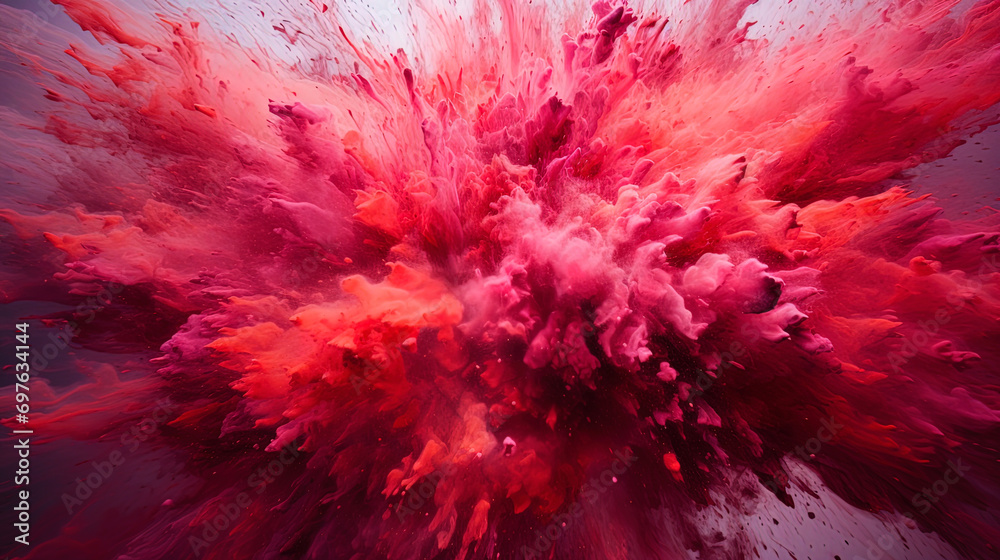 Abstract red and pink explosions, as if escaping sparks of love - obrazy, fototapety, plakaty 