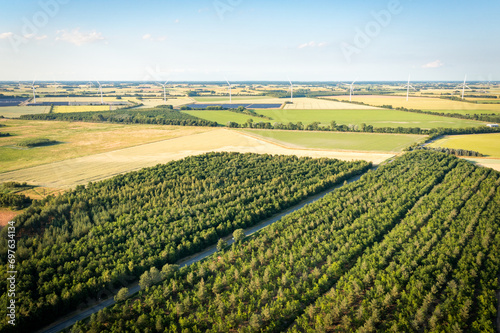 aerial panorama panorama view of rural landscape in denmark
