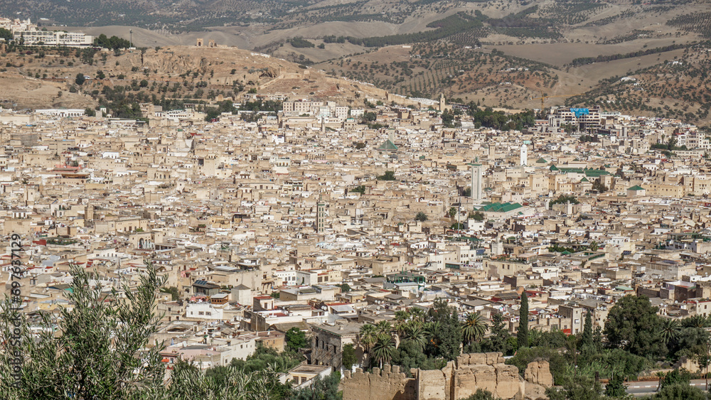 The old district of Medina, a UNESCO monument with over 9,000 labyrinth streets in Fez, Morocco.